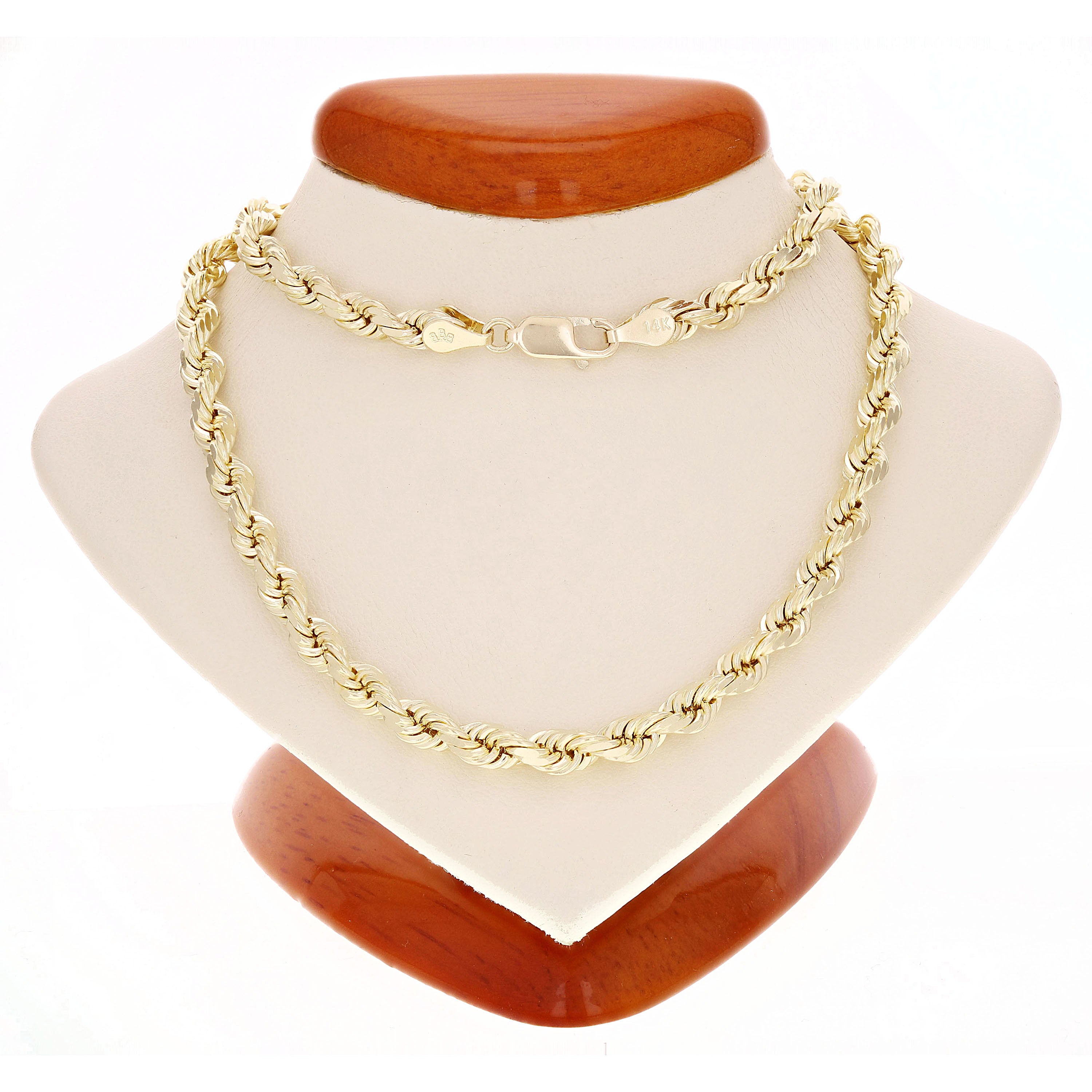 14k Yellow Gold Solid Diamond Cut Rope Chain Necklace 20" 5mm 34.5 grams - 20"