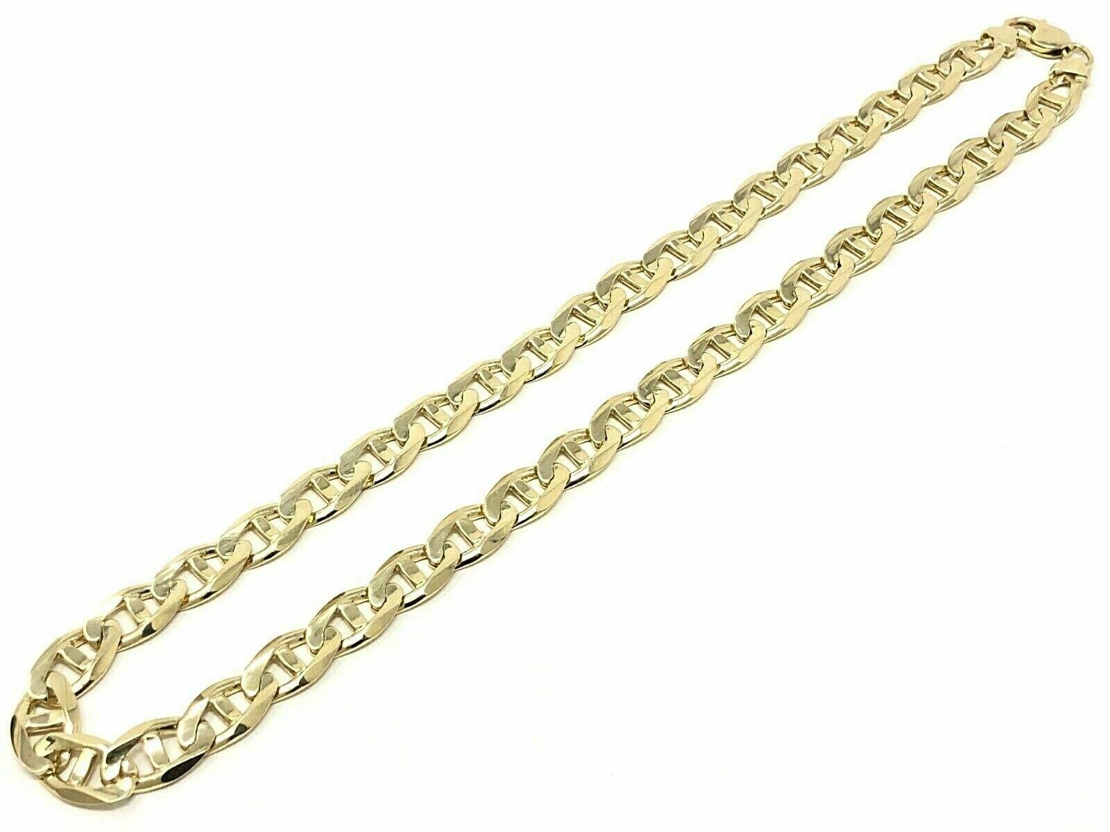 10k Yellow Gold Concave Mariner Chain Necklace 26" 10mm 78 grams - 26"