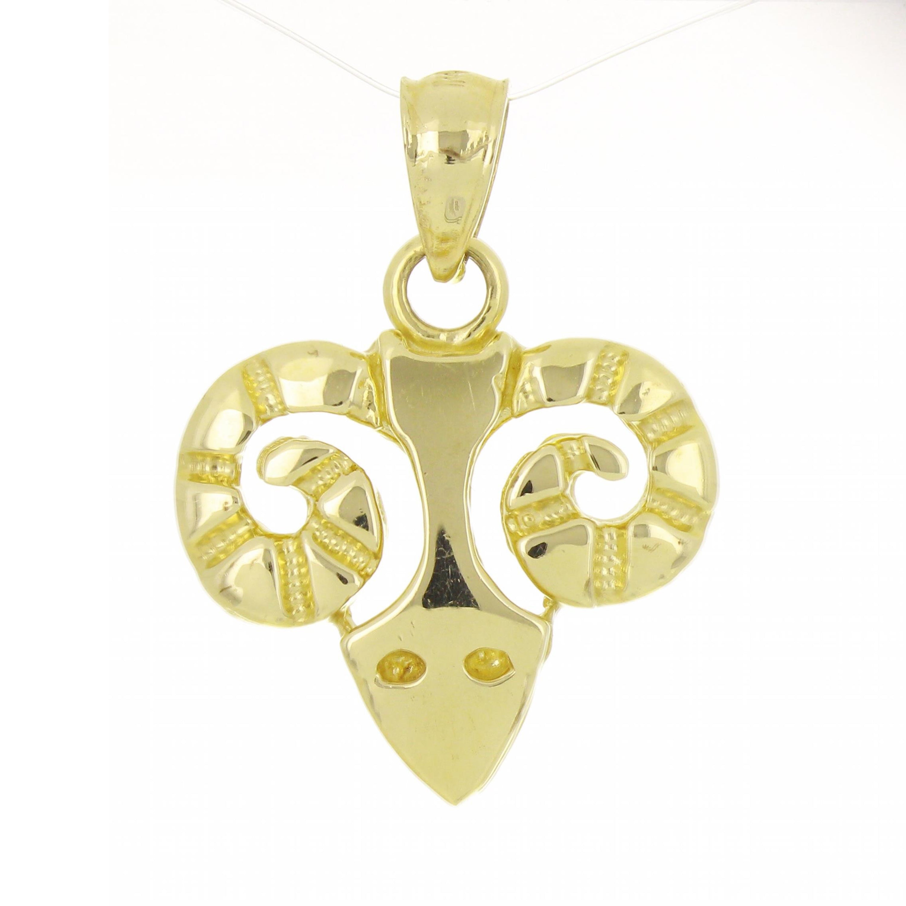 14k Yellow Gold Ram Aries Zodiac Sign Charm Pendant 3.8 grams