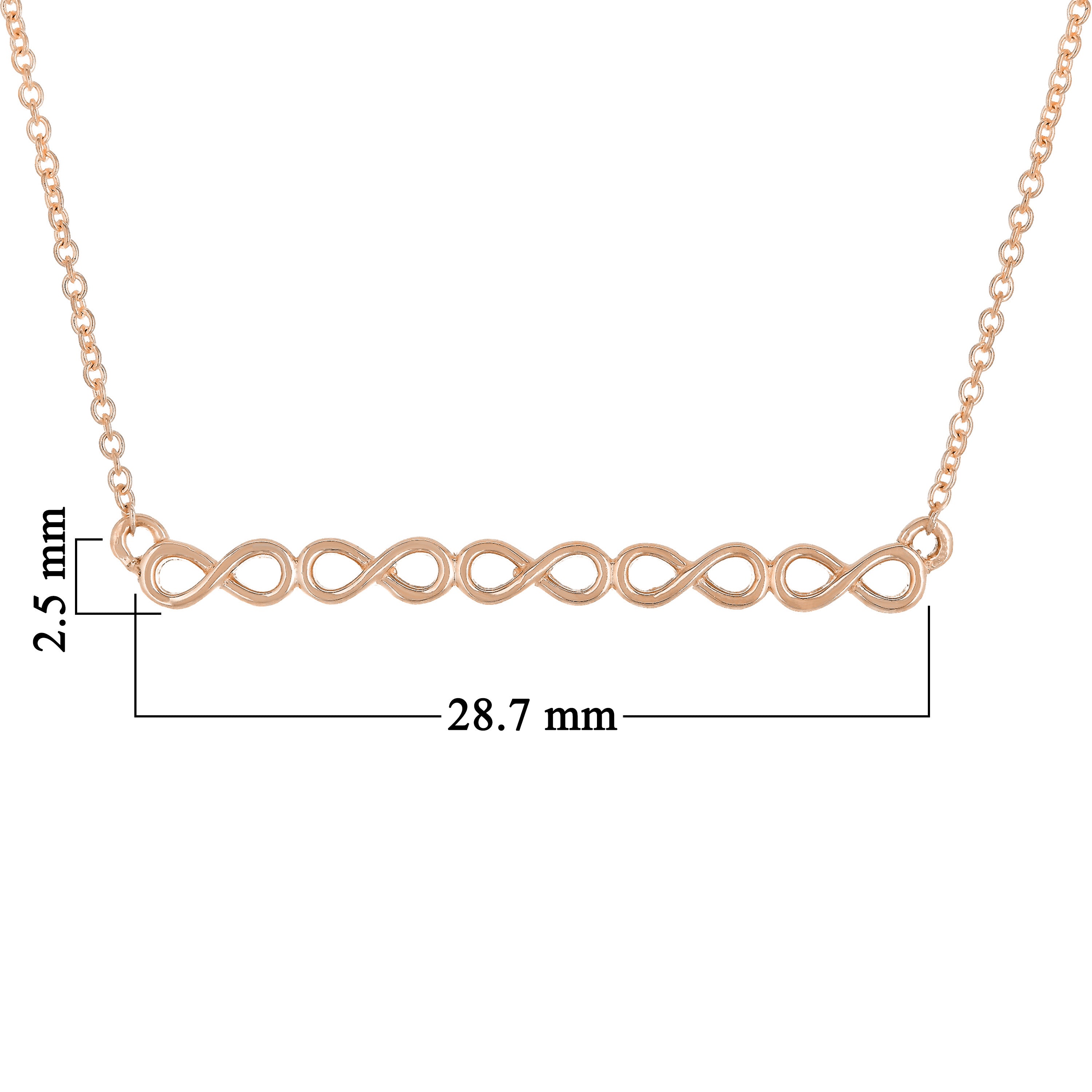 14k Rose Gold Infinity Symbol Bar Necklace 20" 2.5 grams - Rose
