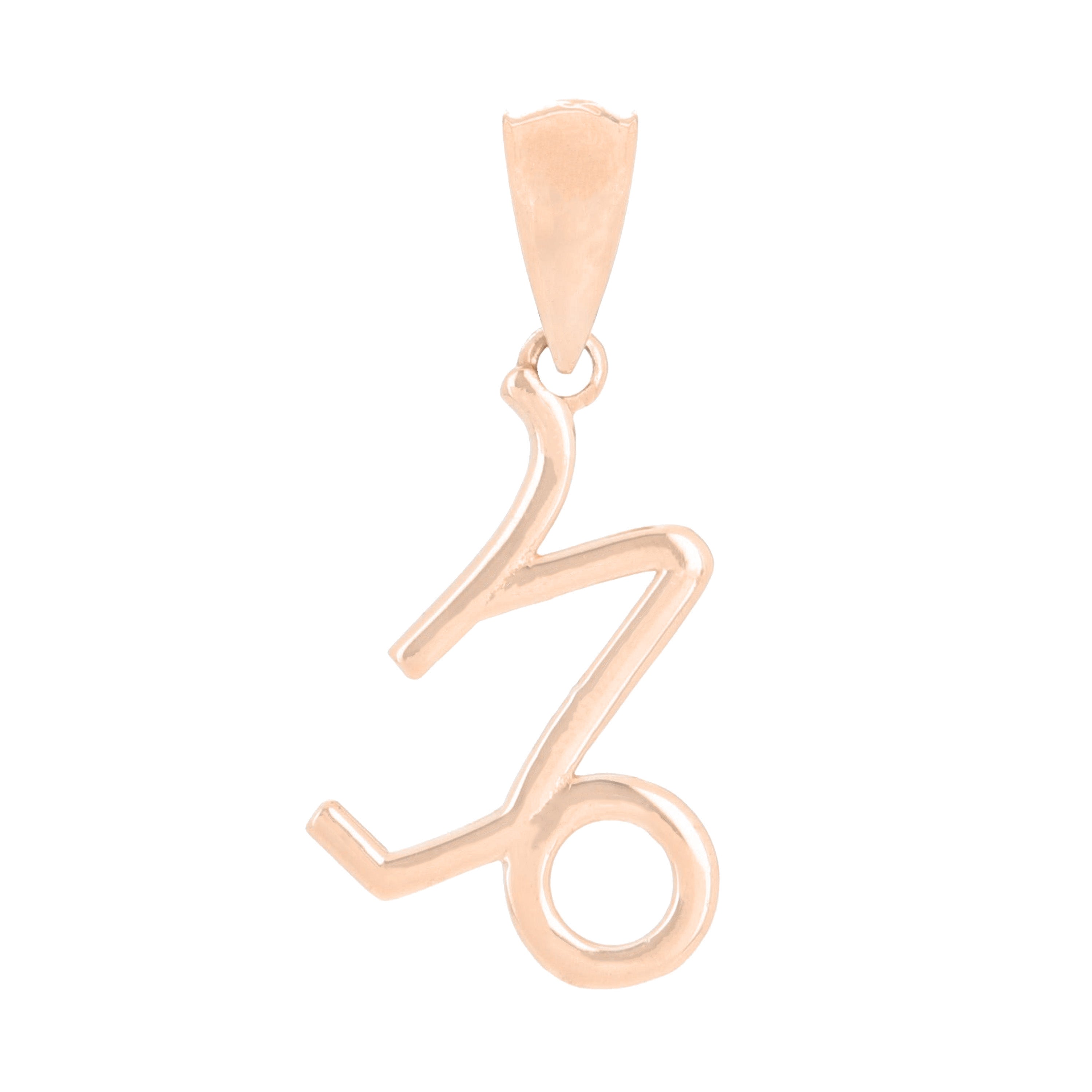 14k Rose Gold Capricorn Zodiac Sign Charm Pendant - Capricorn,Rose