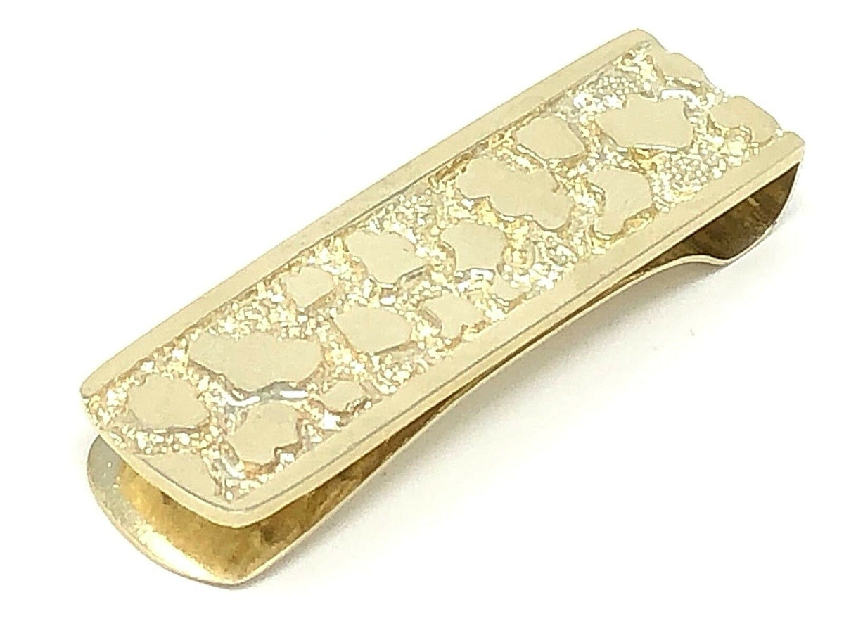 Men's 10k Yellow Gold Solid Nugget Money Clip Wallet Holder