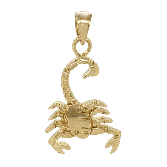 14k Yellow Gold Scorpio Zodiac Sign Scorpion Charm Pendant 1.2