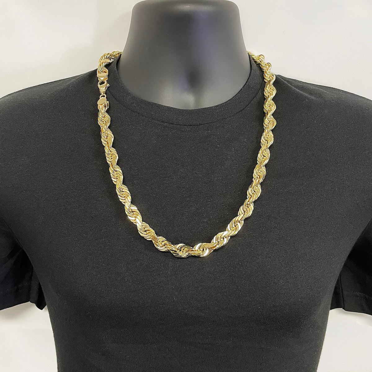 14k Yellow Gold Solid Heavy Diamond Cut Rope Chain Necklace 24