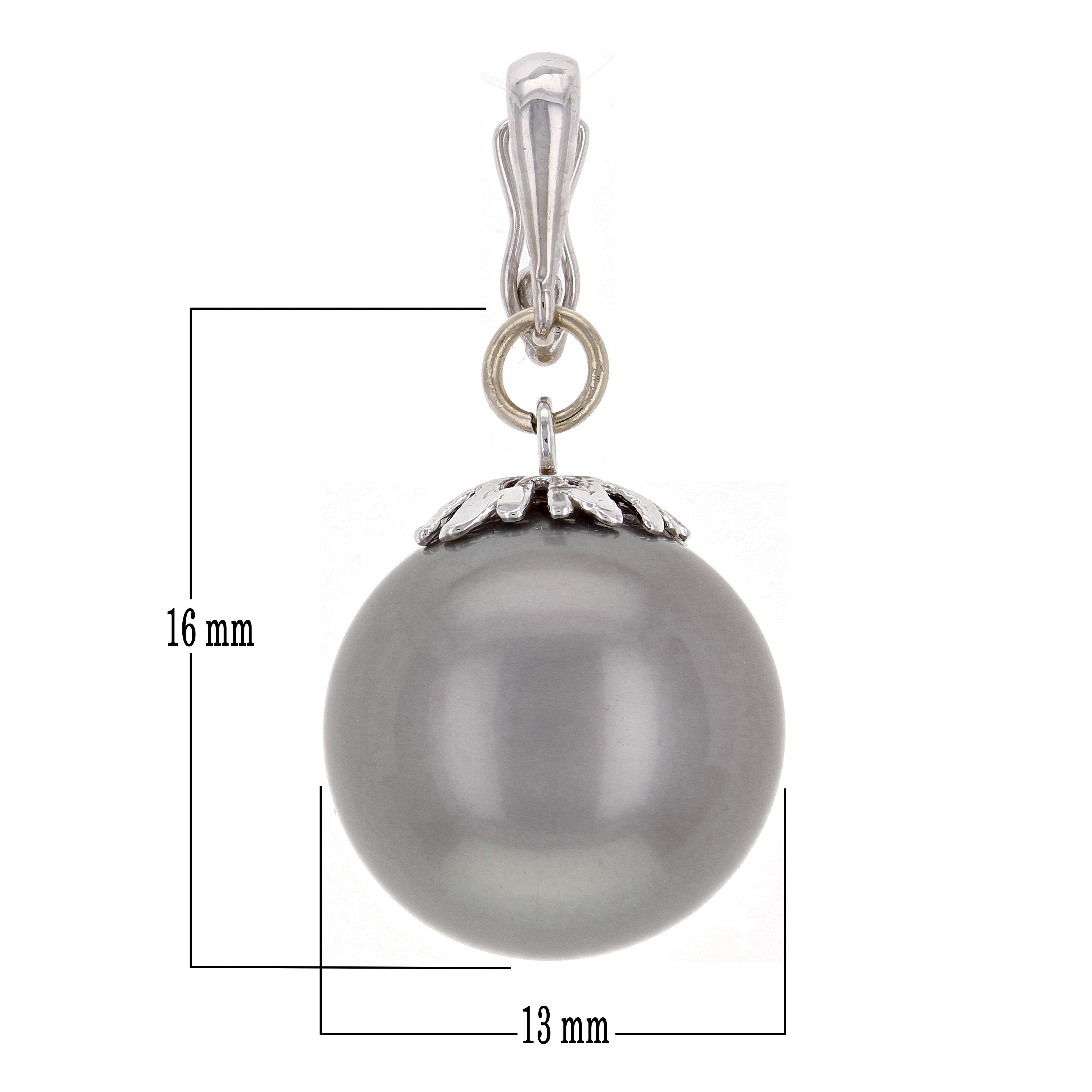 14k White Gold 13.5mm Black Cultured Tahitian Pearl Drop Pendant