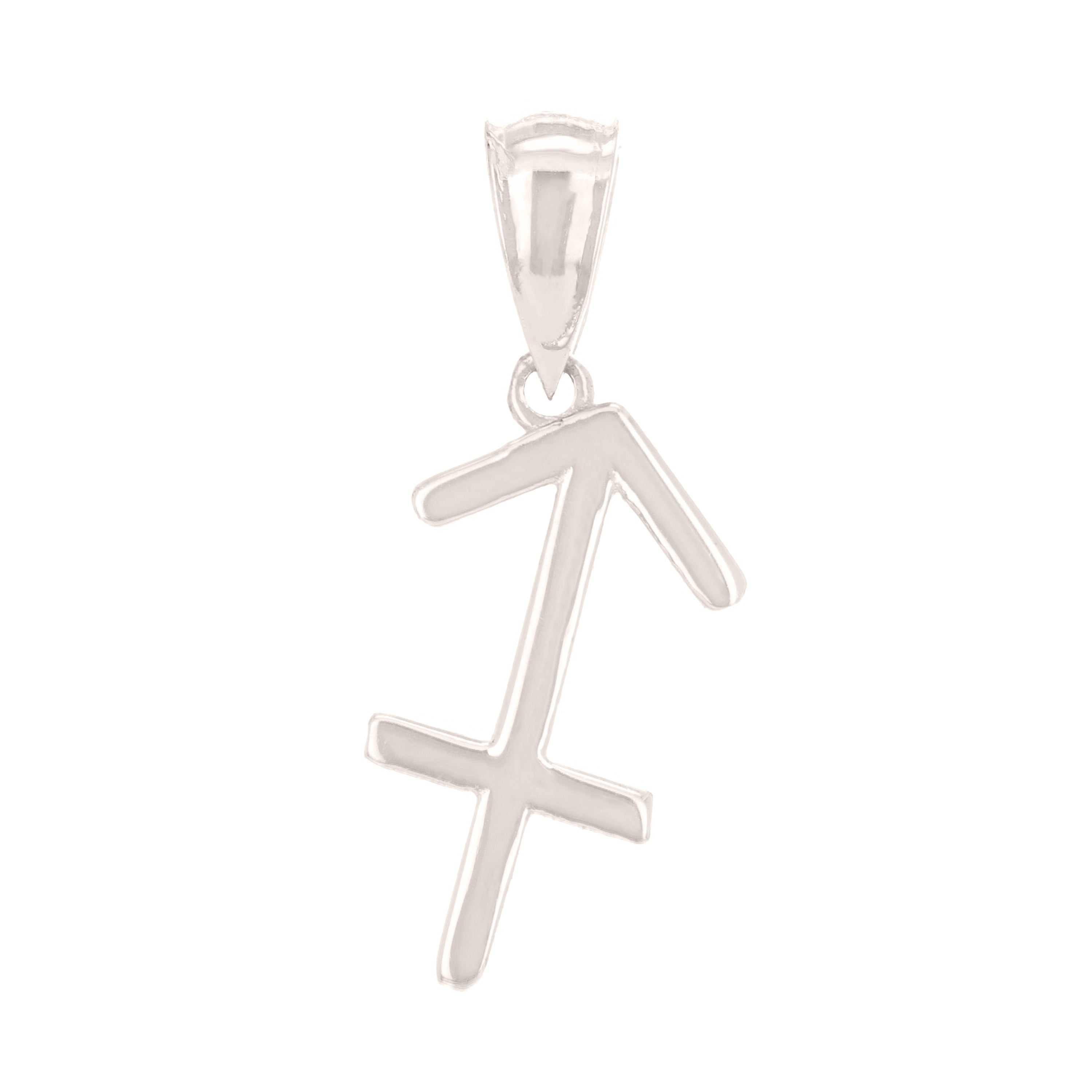 14k White Gold Sagittarius Zodiac Sign Charm Pendant - Sagittarius,White