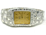 925 Sterling Silver Nugget Link Wrist Watch Geneve Bracelet 7-7.5" 44 grams