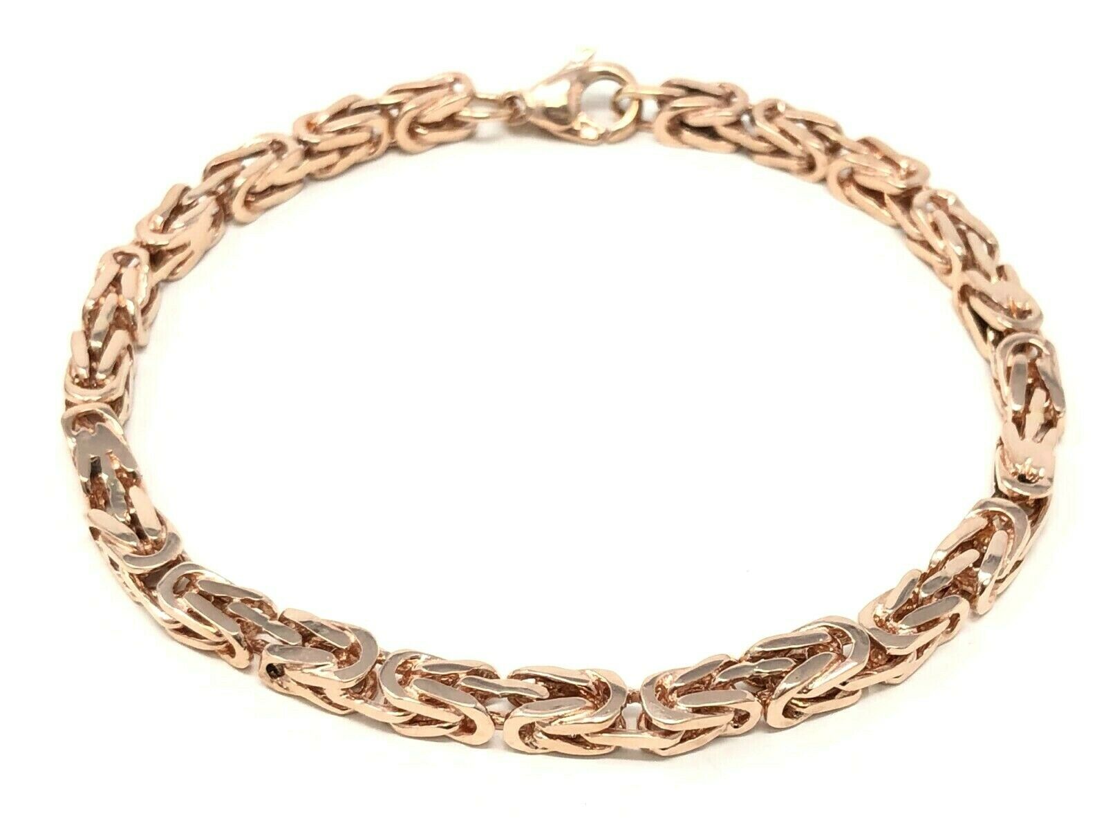 14k Rose Gold Solid Square Byzantine Chain Bracelet 8.5" 4.7mm 24.7 grams - Rose,8.5"