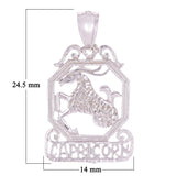 14k White Gold  Diamond Zodiac Sign Capricorn Pendant - Capricorn,White
