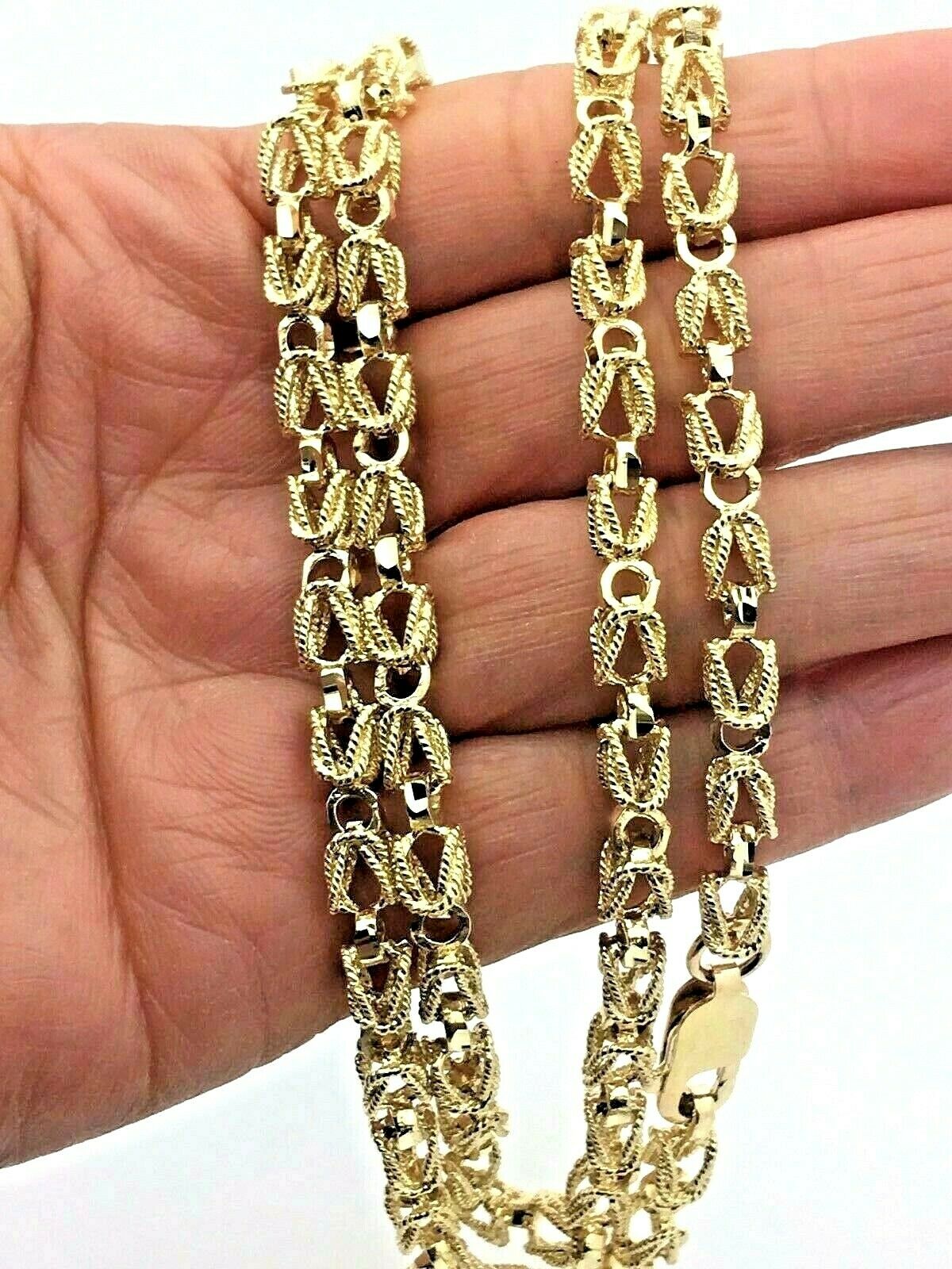Men's 10k Yellow Gold Turkish Link Chain Necklace 22" 5mm 35 grams - Yellow,22"