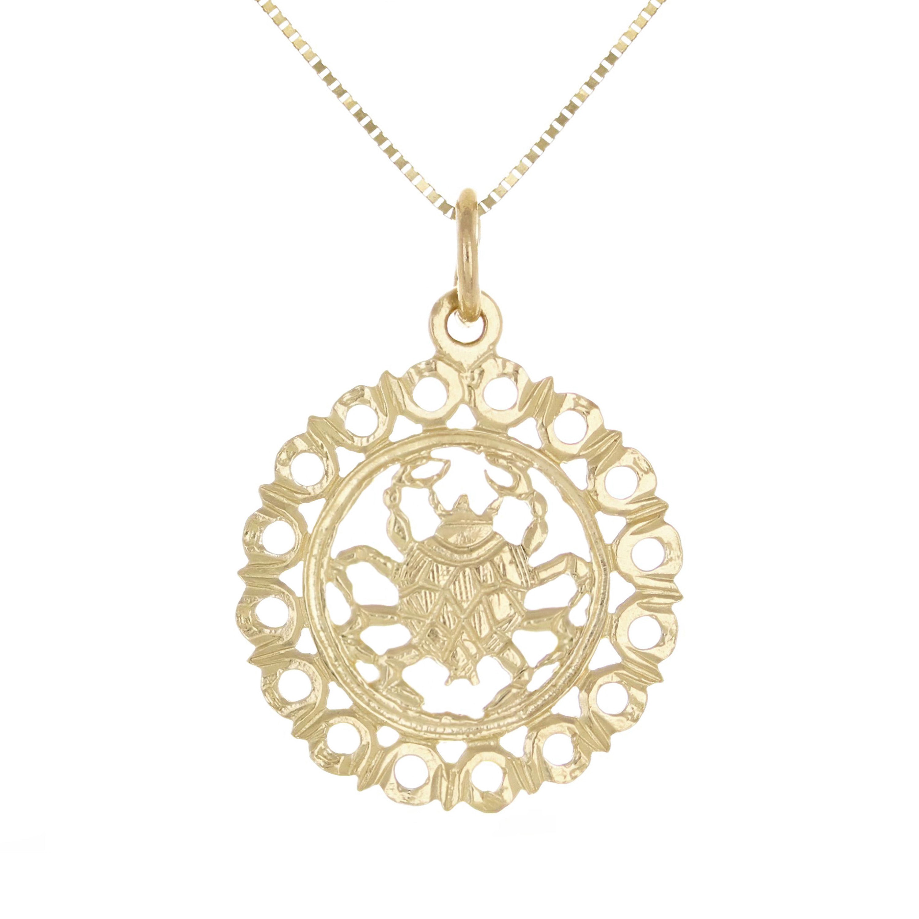 14k Yellow Gold Zodiac Sign Cancer Pendant Necklace 18" - Cancer,Yellow