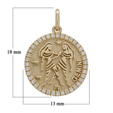 14k Yellow Gold Diamond Zodiac Sign Gemini Pendant - Gemini,Yellow