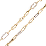Italian 14k Two Tone Gold Hollow Paper Clip Chain Necklace 18" 4mm & 5.6mm 6.8g - 18"