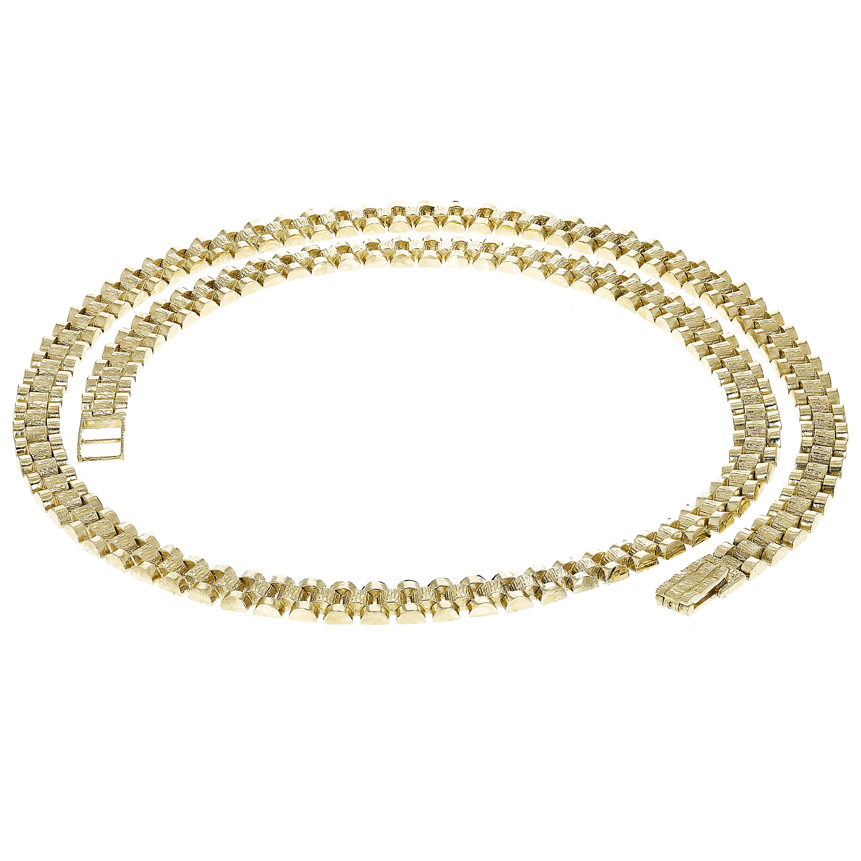 Men's Solid 10k Yellow Gold Watch Link Necklace 22" 14.8mm 99.1 grams - 22"