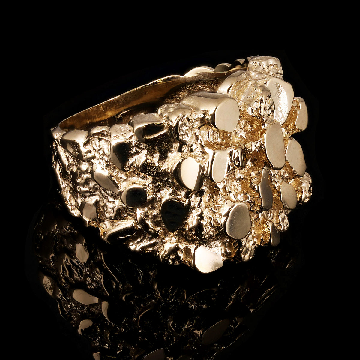 Gold Nugget Ring - Size 7.5 - Smooth 22k Band Ring - High