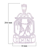 14k White Gold  Diamond Zodiac Sign Gemini Pendant - Gemini,White