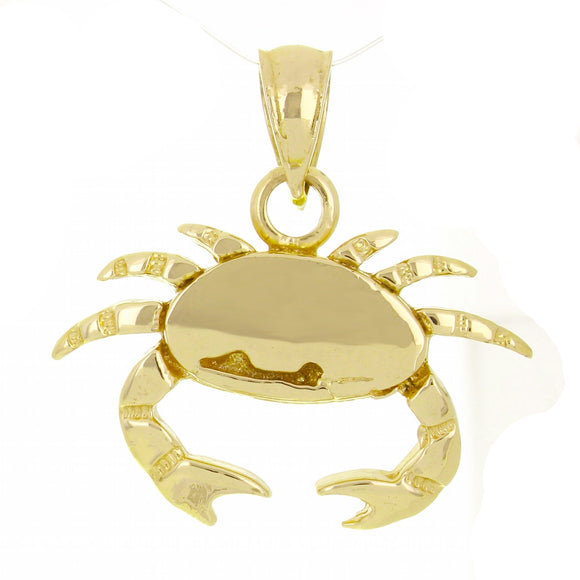 14k Yellow Gold 3D Crab Cancer Zodiac Sign Charm Pendant 3.6 grams - Yellow