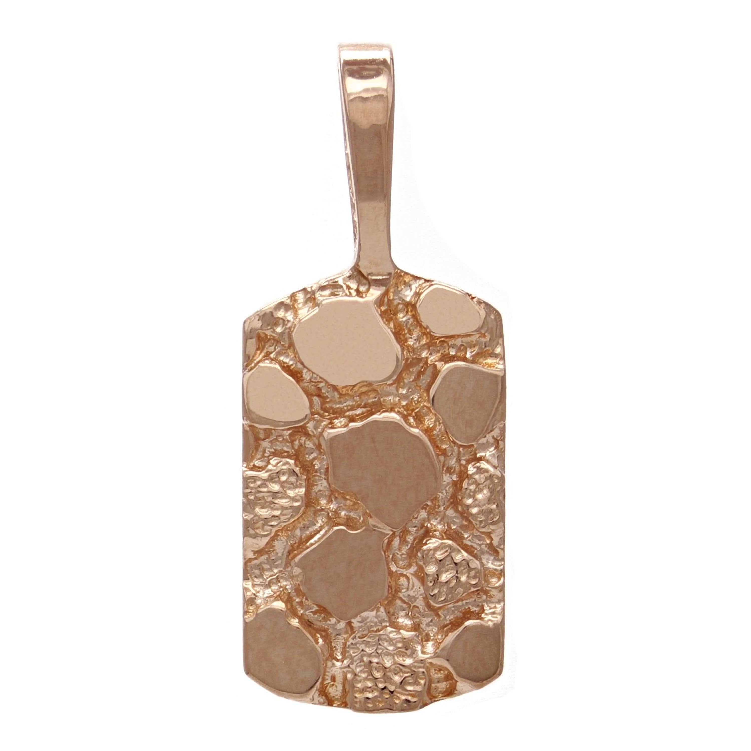 10k Rose Gold Rectangle Nugget Charm Pendant 24.8mm x 9.7mm 2 grams - Rose