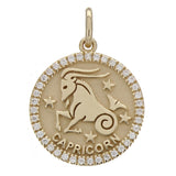 14k Yellow Gold Diamond Zodiac Sign Capricorn Pendant - Capricorn,Yellow
