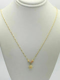 14k Tri Color Gold Ball Beads & Star Charm Pendant with 17" Singapore Necklace