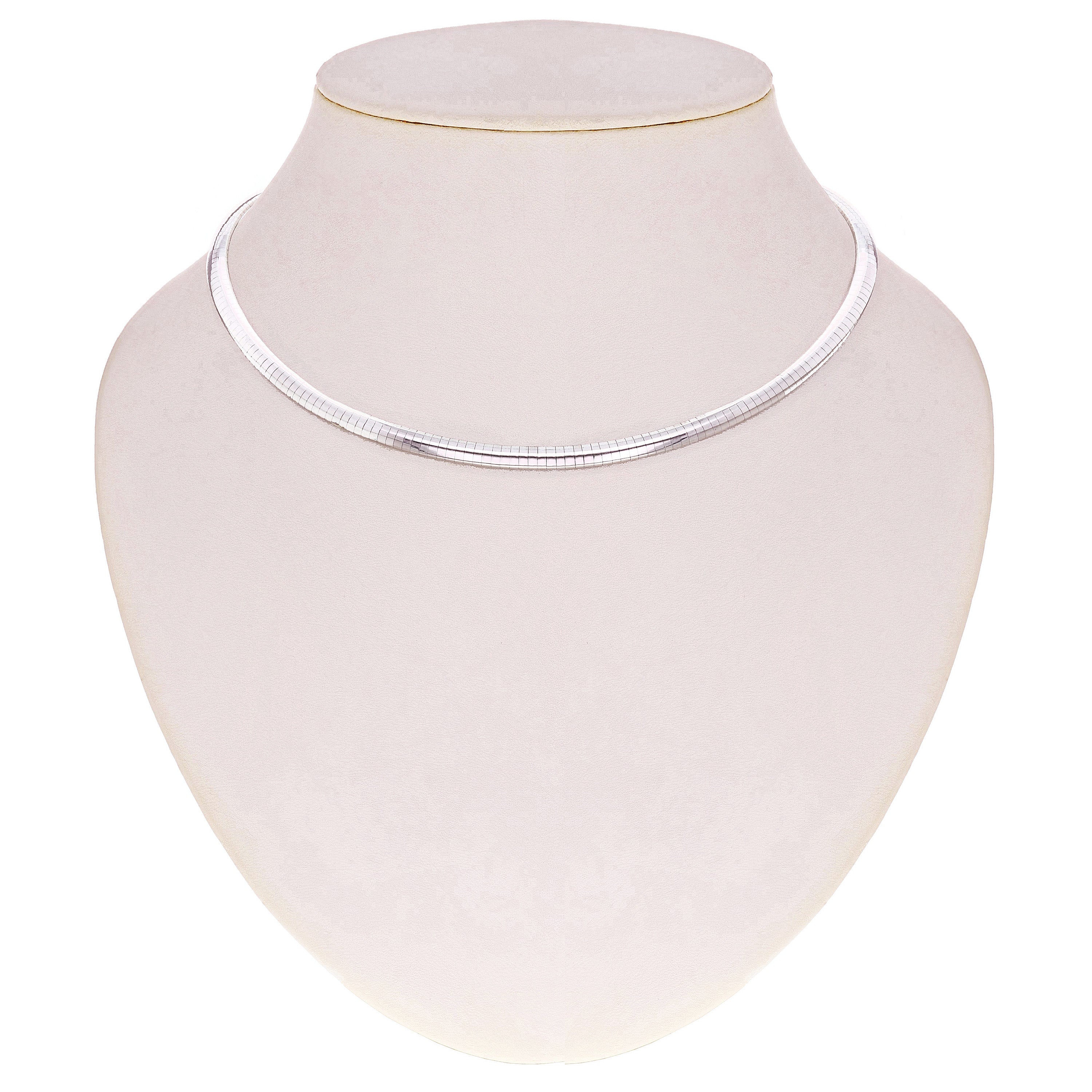 Women's Italian 14k White Gold Omega Necklace Choker 16" 5mm 26.8 grams - 26.8 grams
