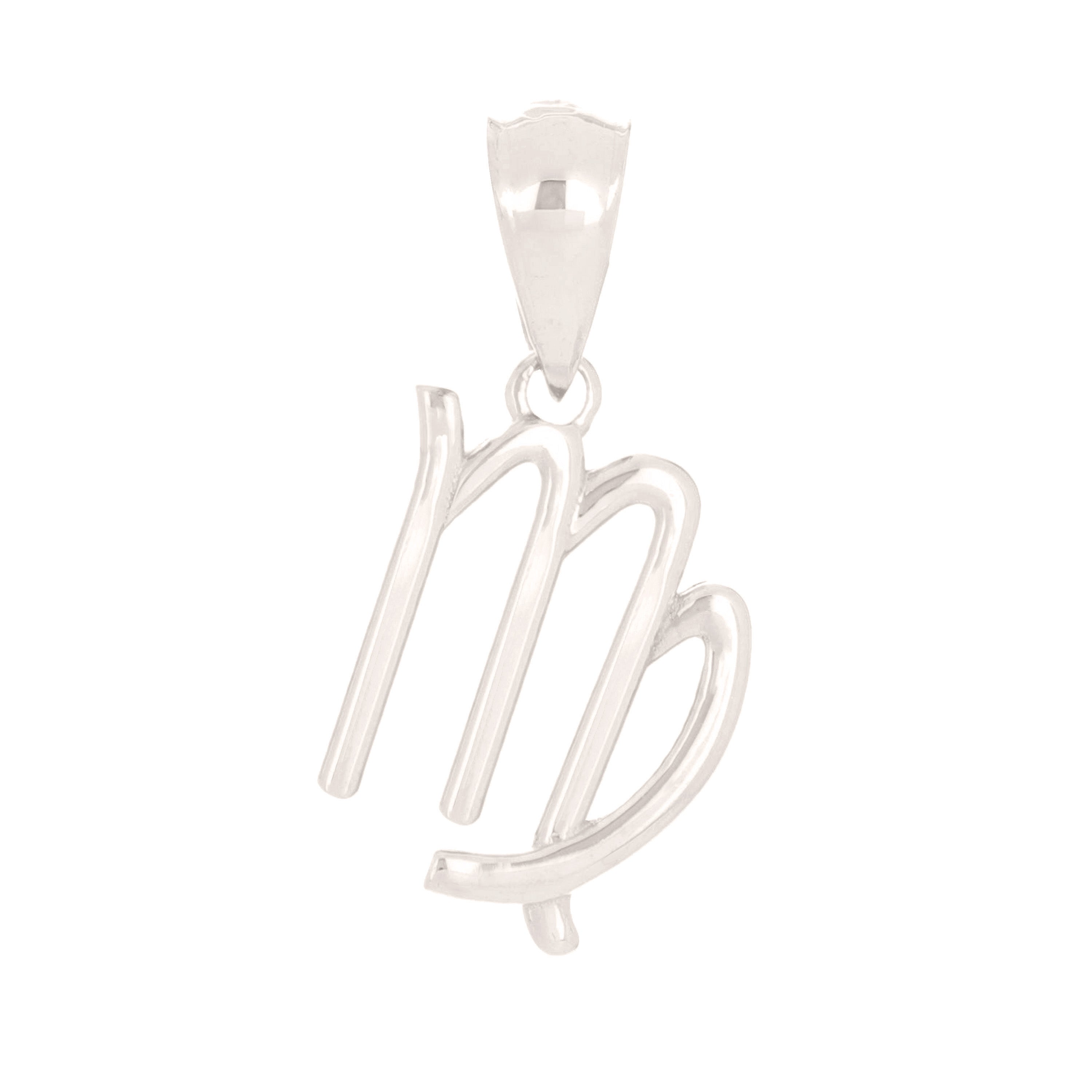 14k White Gold Virgo Zodiac Sign Charm Pendant - Virgo,White