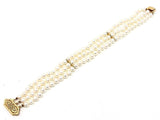14k Yellow Gold Vintage 3 Row Strands Pearl Bracelet 7.5" 5.25mm