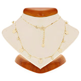 Italian 14k Yellow Gold Diamond Cut Bar Ball Bead & Flower Necklace 16.5" 3.1g