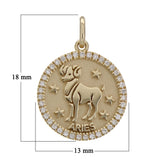 14k Yellow White or Rose Gold Diamond ARIES Zodiac Sign Charm Pendant - Aries,Yellow