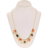 Italian 14k Yellow Gold Handmade Fancy Quartz & Coral Necklace 17" 8.5 grams