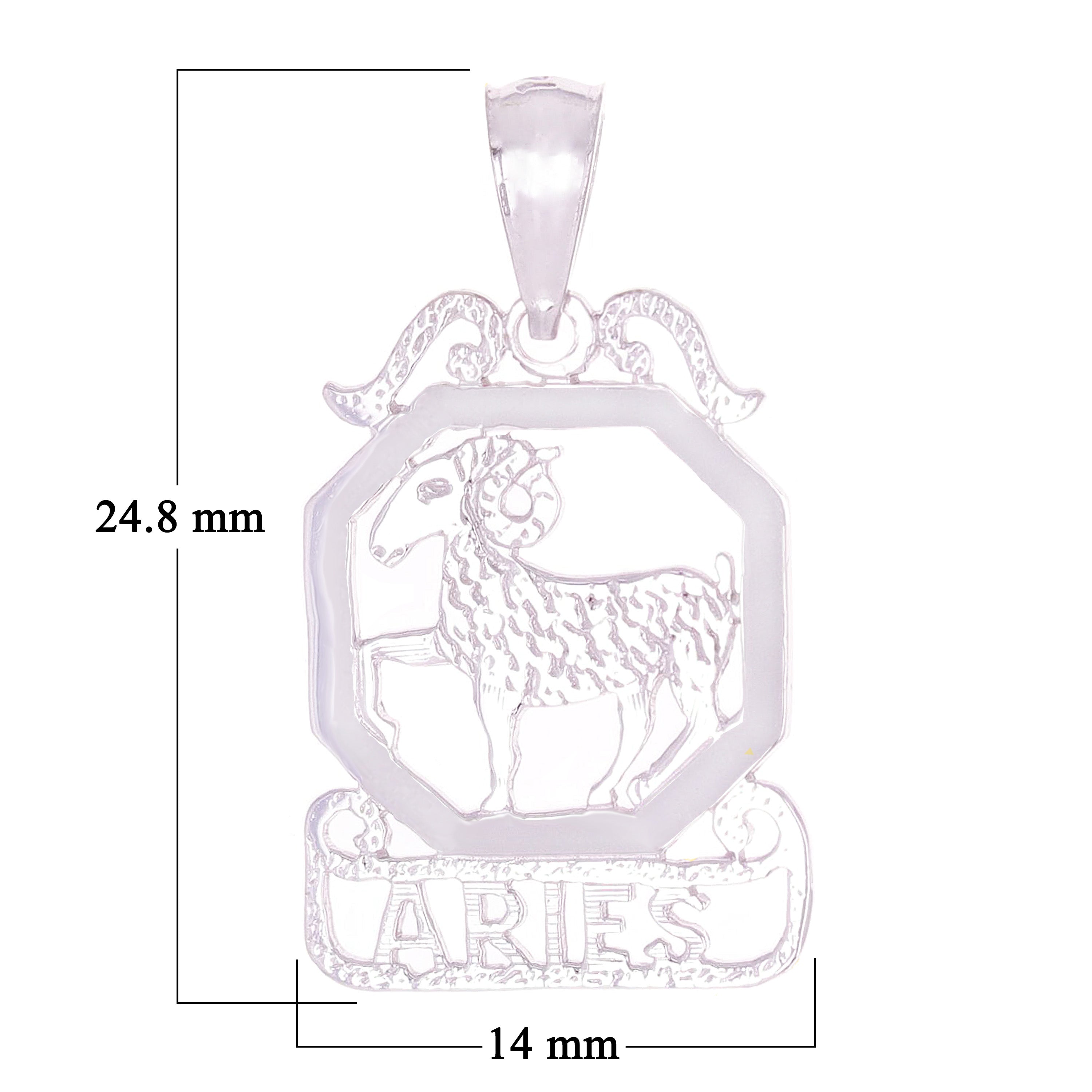 14k White Gold  Diamond Zodiac Sign Aries Pendant - Aries,White