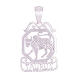 14k White Gold  Diamond Zodiac Sign Taurus Pendant - Taurus,White
