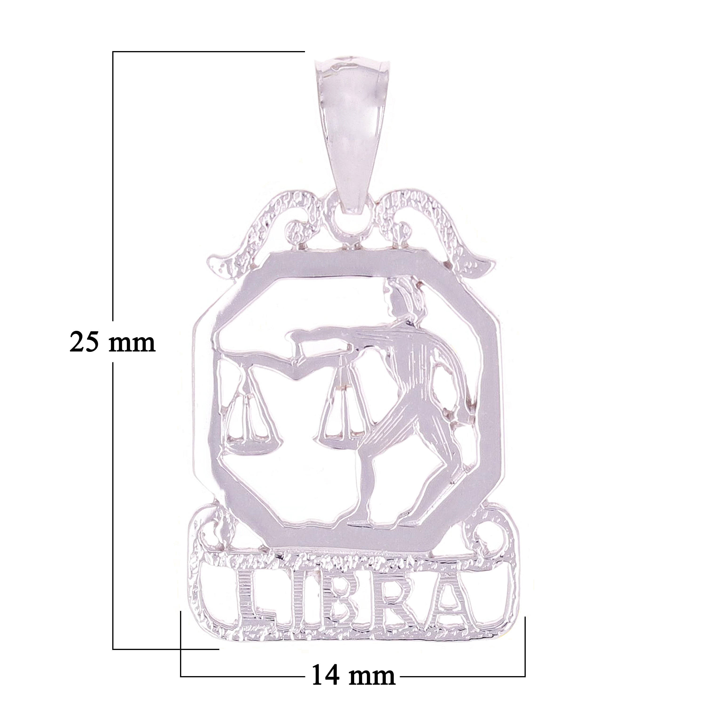 14k White Gold  Diamond Zodiac Sign Libra Pendant - Libra,White