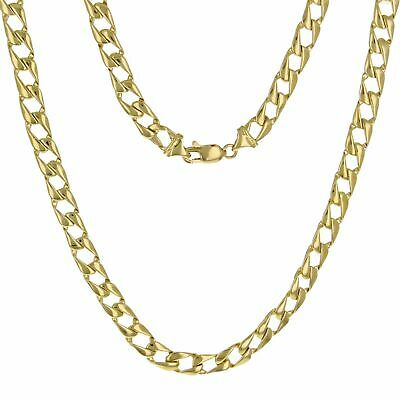 10k Yellow Gold Solid Flat Cuban Link Chain Necklace 24