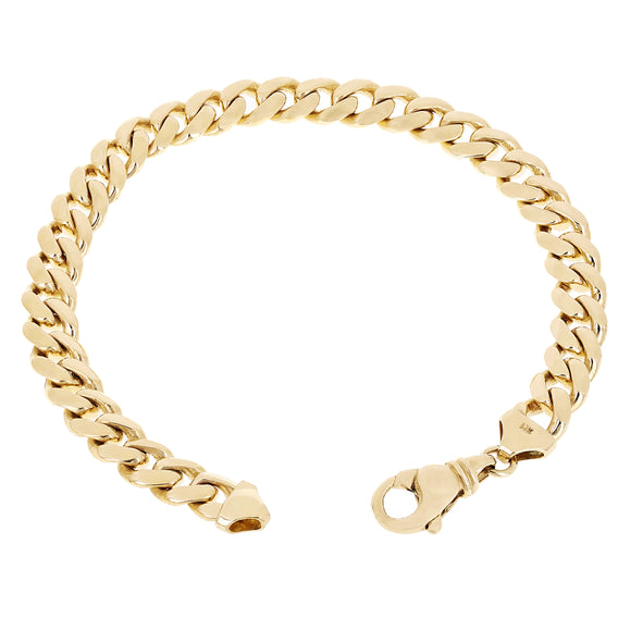 Men's 14k Yellow Gold Solid Miami Cuban Link Chain Bracelet 7