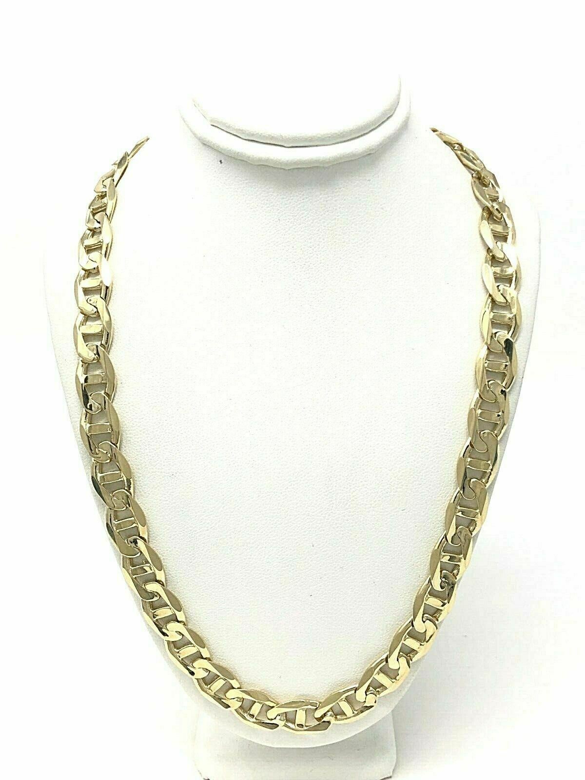 10k Yellow Gold Concave Mariner Chain Necklace 26" 10mm 78 grams - 26"