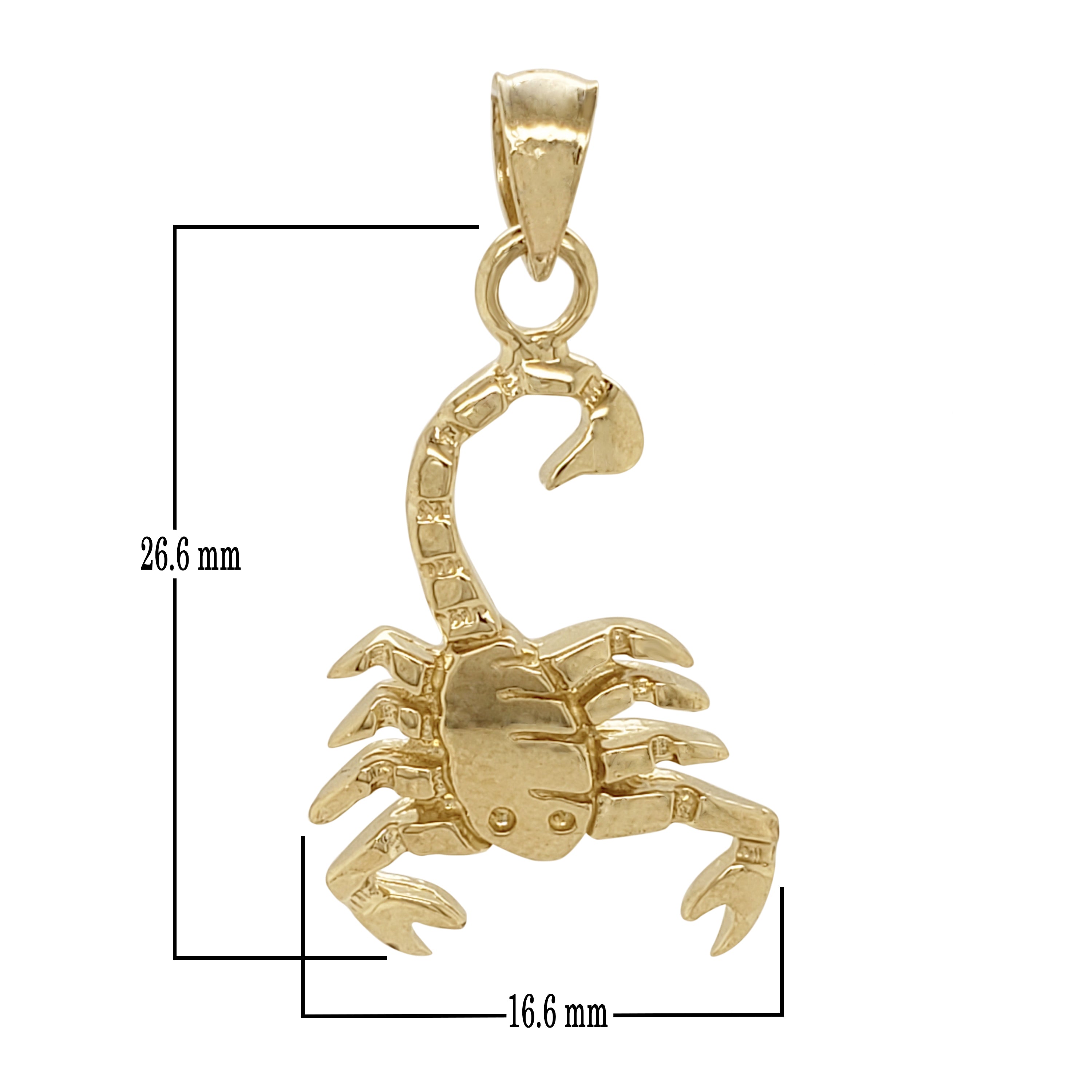 14k Yellow Gold Scorpio Zodiac Sign Scorpion Charm Pendant 1.2" 3.3 grams - Yellow