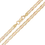 14k Tri Color Gold Pave Valentino Mariner Link Chain Necklace 18" 3.3mm 9.3grams