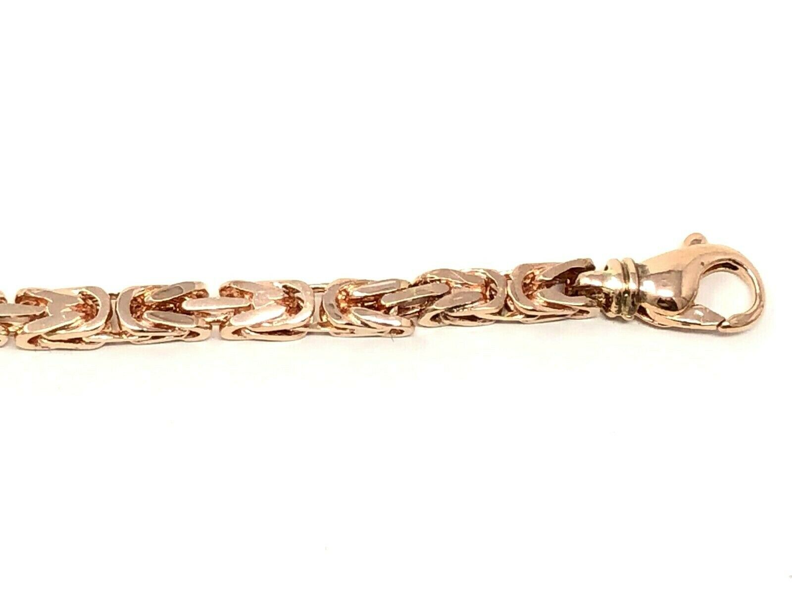 14k Rose Gold Solid Square Byzantine Bracelet Link Chain 7.5" 4.7mm 22 grams - Rose,7.5"