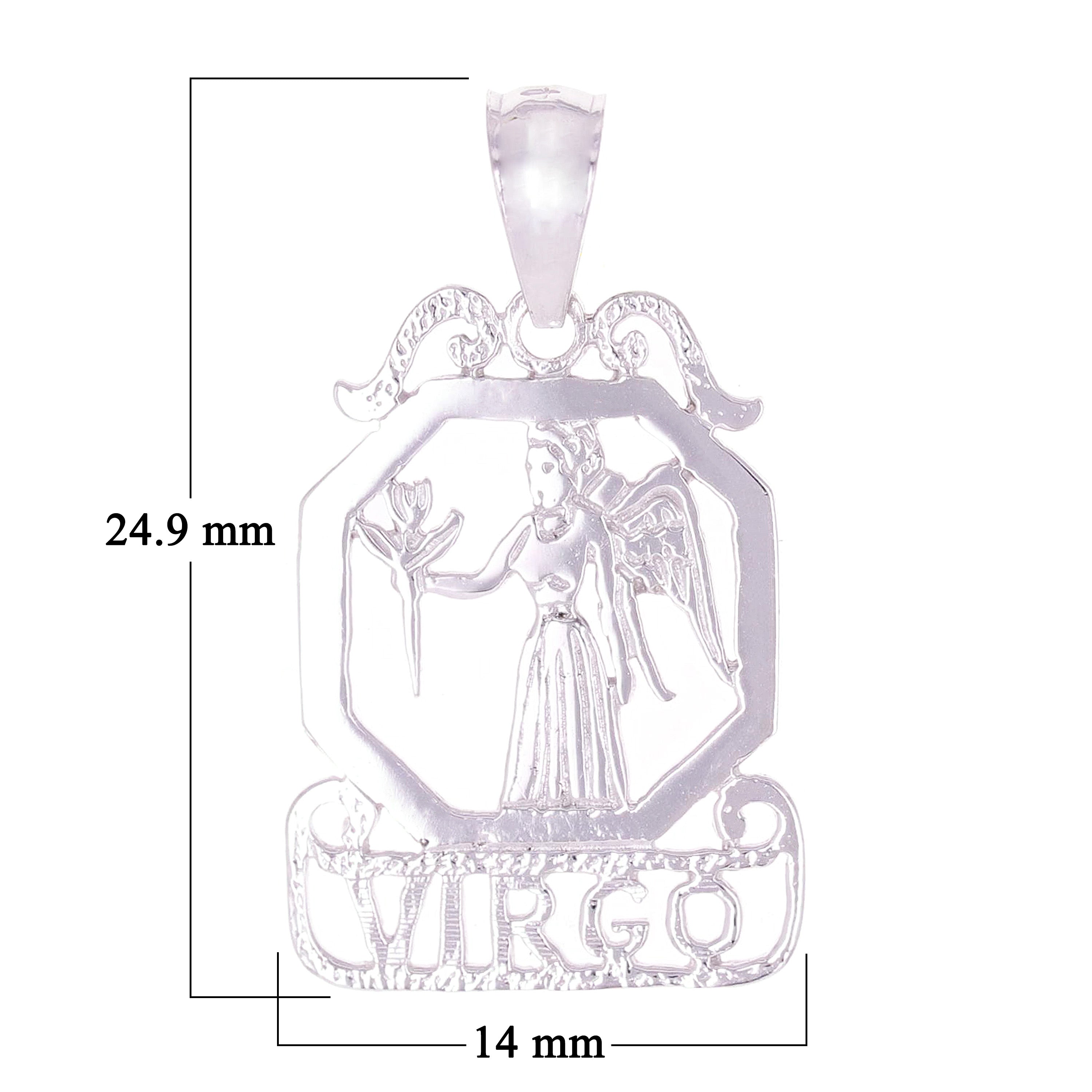 14k White Gold  Diamond Zodiac Sign Virgo Pendant - Virgo,White