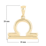 14k Yellow Gold Libra Zodiac Sign Charm Pendant - Libra,Yellow