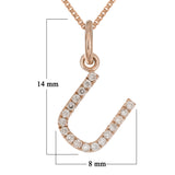14k Rose Gold Diamond Initial Letter U Charm Pendant Necklace 18" - Letter U,Rose