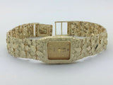 14k Yellow Gold Solid Nugget Wrist Watch Link Bracelet with Geneve Watch 8" 41g