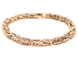 14k Rose Gold Solid Square Byzantine Bracelet Link Chain 7.5" 4.7mm 22 grams - Rose,7.5"