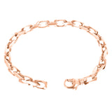 10k Rose Gold Solid Handmade Rectangle Link Chain Bracelet 7" 5.5mm 24.8 grams - Rose,7" 24.8 grams