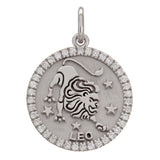 14k White Gold  Diamond Zodiac Sign Leo Pendant - Leo,White