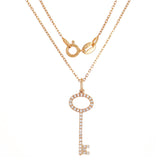 14k Rose Gold Natural Diamond Key Pendant Necklace 18" - Rose