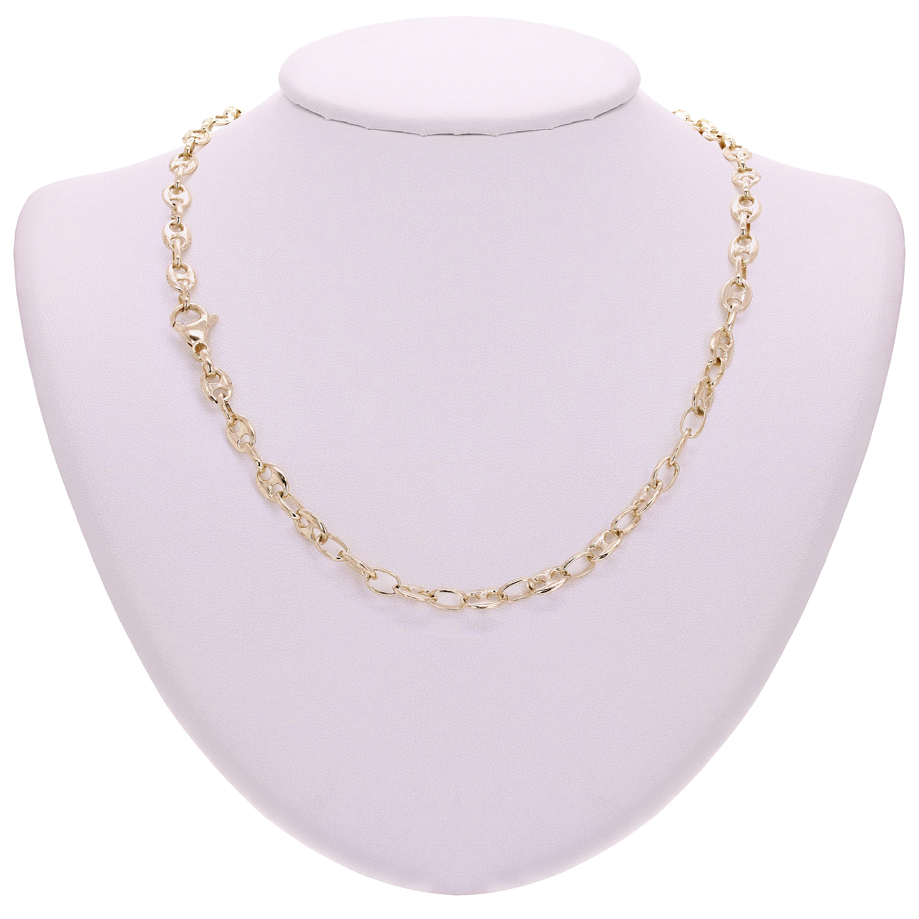 10k Yellow Gold Solid  Mariner Anchor Link Chain Necklace 20" - 28" 6.4mm