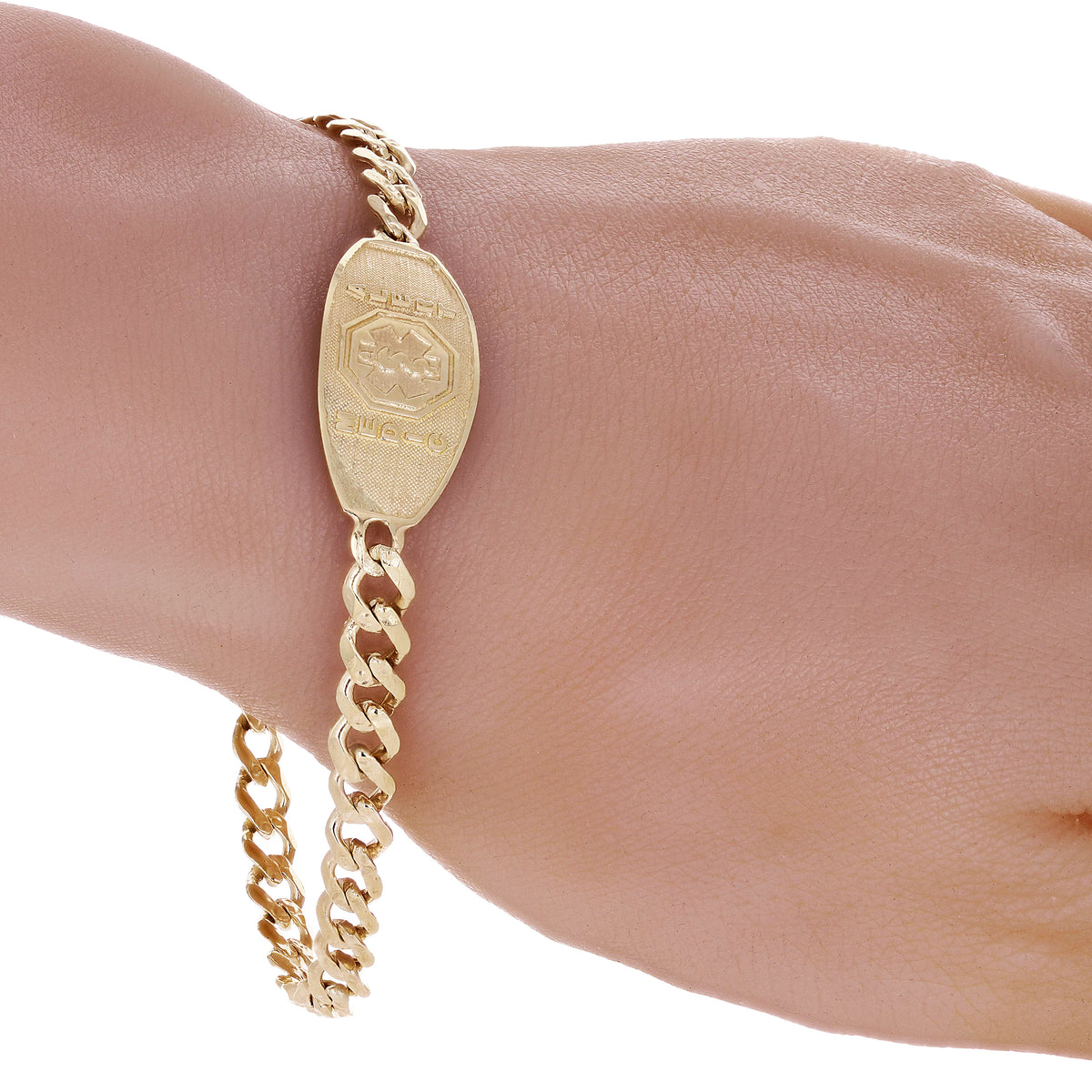 10k Yellow Gold Medical Alert ID Bracelet Cuban Link Chain 13.7mm Vari Direct Source Gold Diamond