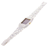 925 Sterling Silver Nugget Link Watch Bracelet Geneve with Diamond 8.5-9" 53g